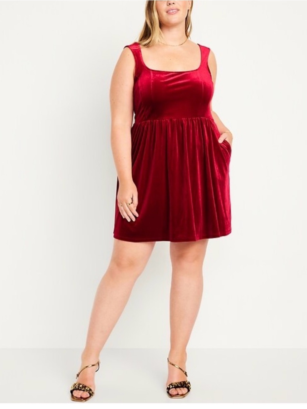 Old Navy Velvet Mini Fit & Flare Cami Dress